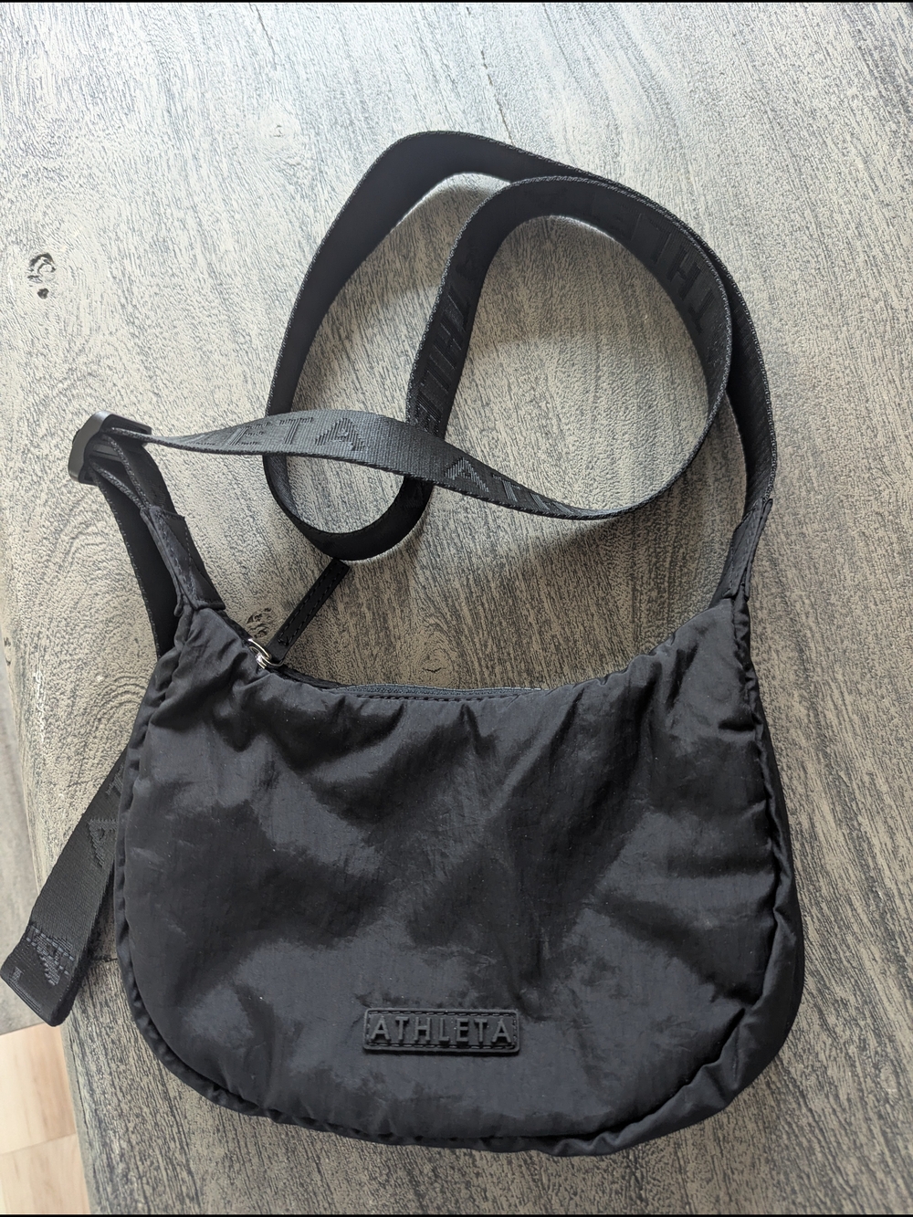 Athleta Black Nylon Crescent Crossbody Bag